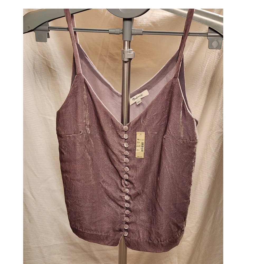 NWT Madewell Velvet Button-Down Cami Dusty Lavender Purple 00 Rare Grail